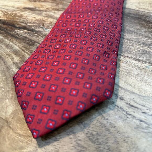 Massimo Bizzocchi Men's Red 100% Silk Neck Tie - Picture 4 of 5